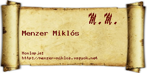 Menzer Miklós névjegykártya